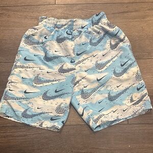 Nike Kids Blue and White Swim Trunks